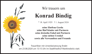 Traueranzeige von Konrad Bindig von Frankenpost