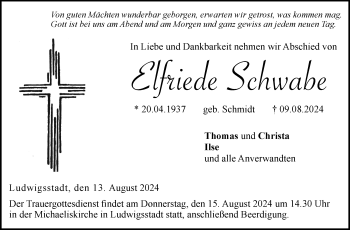 Traueranzeige von Elfriede Schwabe von Neue Presse Coburg