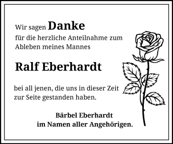 Traueranzeige von Ralf Eberhardt von Südthüringer Presse