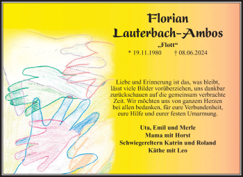 Traueranzeige von Florian Lauterbach-Ambos von Südthüringer Presse