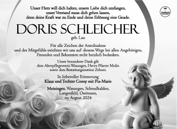 Traueranzeige von Doris Schleicher von Südthüringer Presse