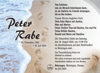 Traueranzeige von Peter Rabe von Südthüringer Presse