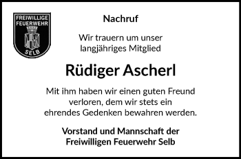 Traueranzeige von Rüdiger Ascherl von Frankenpost