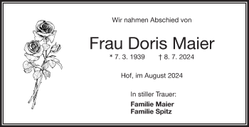 Traueranzeige von Doris Maier von Frankenpost