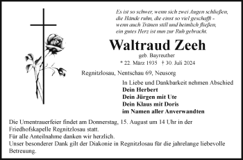 Traueranzeige von Waltraud Zeeh von Frankenpost