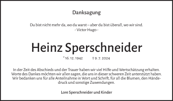 Traueranzeige von Heinz Sperschneider von Südthüringer Presse