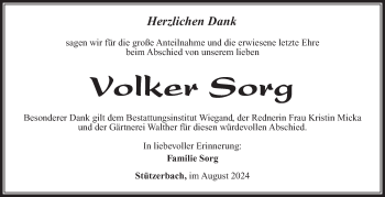 Traueranzeige von Volker Sorg von Südthüringer Presse