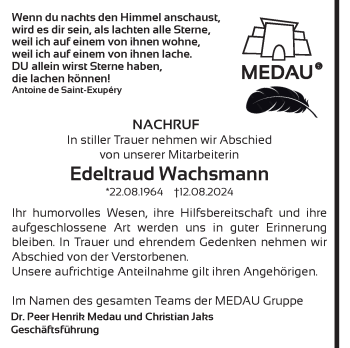 Traueranzeige von Edeltraud Wachsmann von Neue Presse Coburg