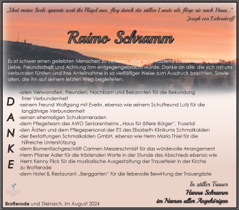 Traueranzeige von Raimo Schramm von Südthüringer Presse