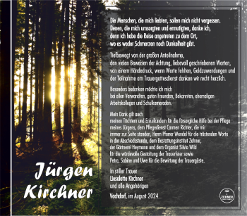 Traueranzeige von Jürgen Kirchner von Südthüringer Presse