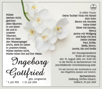 Traueranzeige von Ingeborg Gottfried von Südthüringer Presse
