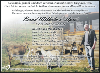 Traueranzeige von Bernd Wilhelm Hölpert von Südthüringer Presse