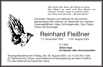 Traueranzeige von Reinhard Fleißner von Frankenpost