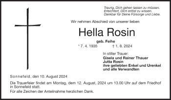 Traueranzeige von Hella Rosin von Neue Presse Coburg