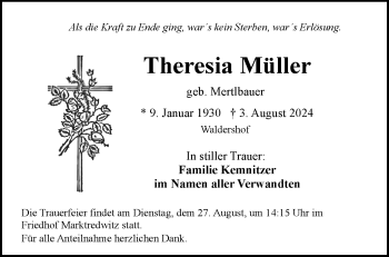 Traueranzeige von Theresia Müller von Frankenpost