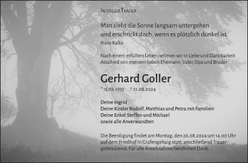 Traueranzeige von Gerhard Goller von Frankenpost