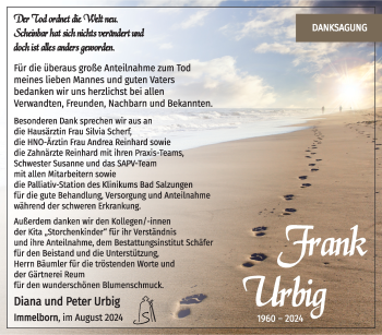 Traueranzeige von Frank Urbig von Südthüringer Presse
