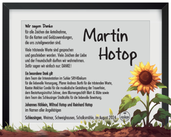 Traueranzeige von Martin Hotop von Südthüringer Presse