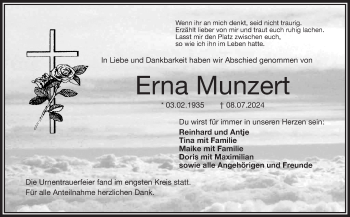 Traueranzeige von Erna Munzert von Frankenpost