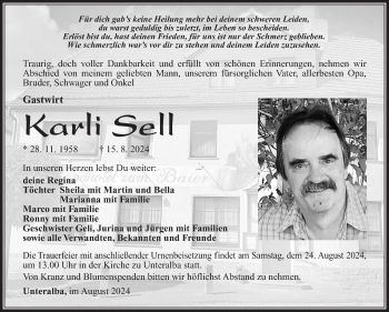 Traueranzeige von Karl Sell von Südthüringer Presse
