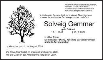 Traueranzeige von Solveig Gemmer von Neue Presse Coburg