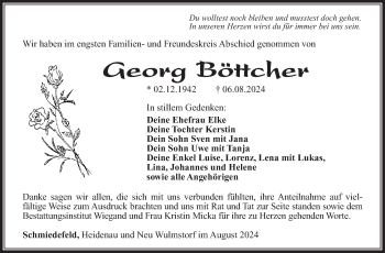 Traueranzeige von Georg Böttcher von Südthüringer Presse