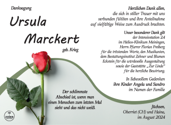Traueranzeige von Ursula Marckert von Südthüringer Presse