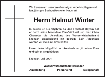 Traueranzeige von Helmut Winter von Neue Presse Coburg