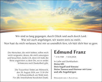 Traueranzeige von Edmund Franz von Frankenpost