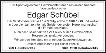 Traueranzeige von Edgar Schübel von Frankenpost