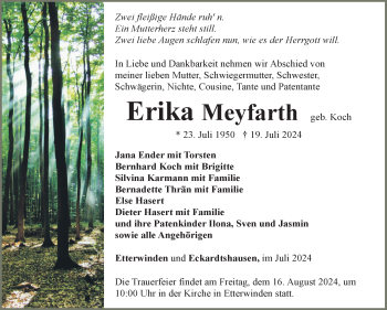 Traueranzeige von Erika Meyfarth von Südthüringer Presse