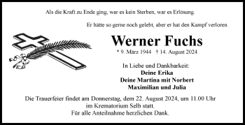 Traueranzeige von Werner Fuchs von Frankenpost