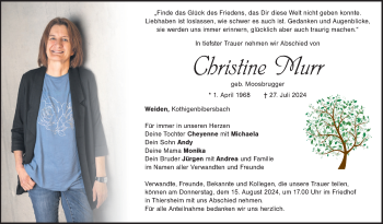 Traueranzeige von Christine Murr von Frankenpost