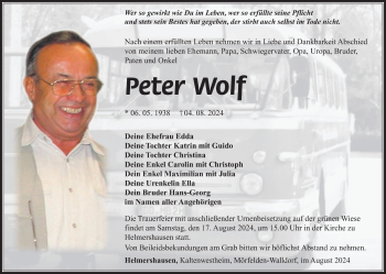 Traueranzeige von Peter Wolf von Südthüringer Presse