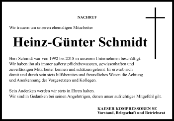 Traueranzeige von Heinz-Günter Schmidt von Neue Presse Coburg