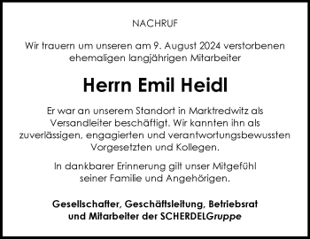 Traueranzeige von Emil Heidl von Frankenpost