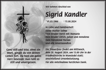 Traueranzeige von Sigrid Kandler von Frankenpost