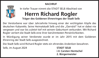 Traueranzeige von Richard Rogler von Frankenpost