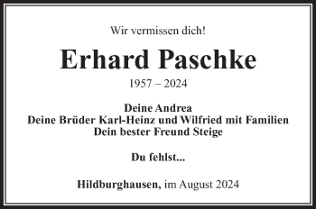 Traueranzeige von Erhard Paschke von Südthüringer Presse