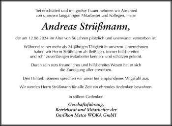 Traueranzeige von Andreas Strüßmann von Südthüringer Presse
