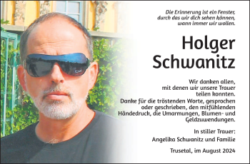 Traueranzeige von Holger Schwanitz von Südthüringer Presse
