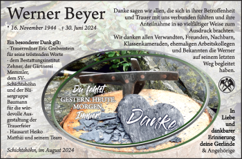 Traueranzeige von Werner Beyer von Südthüringer Presse
