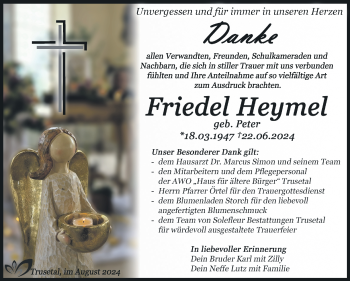 Traueranzeige von Friedel Heymel von Südthüringer Presse