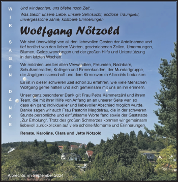 Traueranzeige von Wolfgang Nötzold von Südthüringer Presse