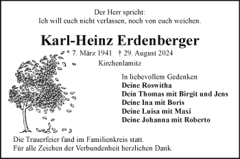 Traueranzeige von Karl-Heinz Erdenberger von Frankenpost