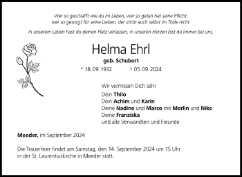 Traueranzeige von Helma Ehrl von Neue Presse Coburg