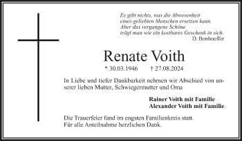 Traueranzeige von Renate Voith von Frankenpost