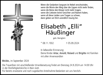 Traueranzeige von Elisbeth Häußinger von Neue Presse Coburg