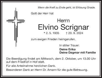 Traueranzeige von Elvino Scrignar von Frankenpost