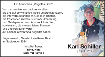 Traueranzeige von Karl Schiller von Frankenpost